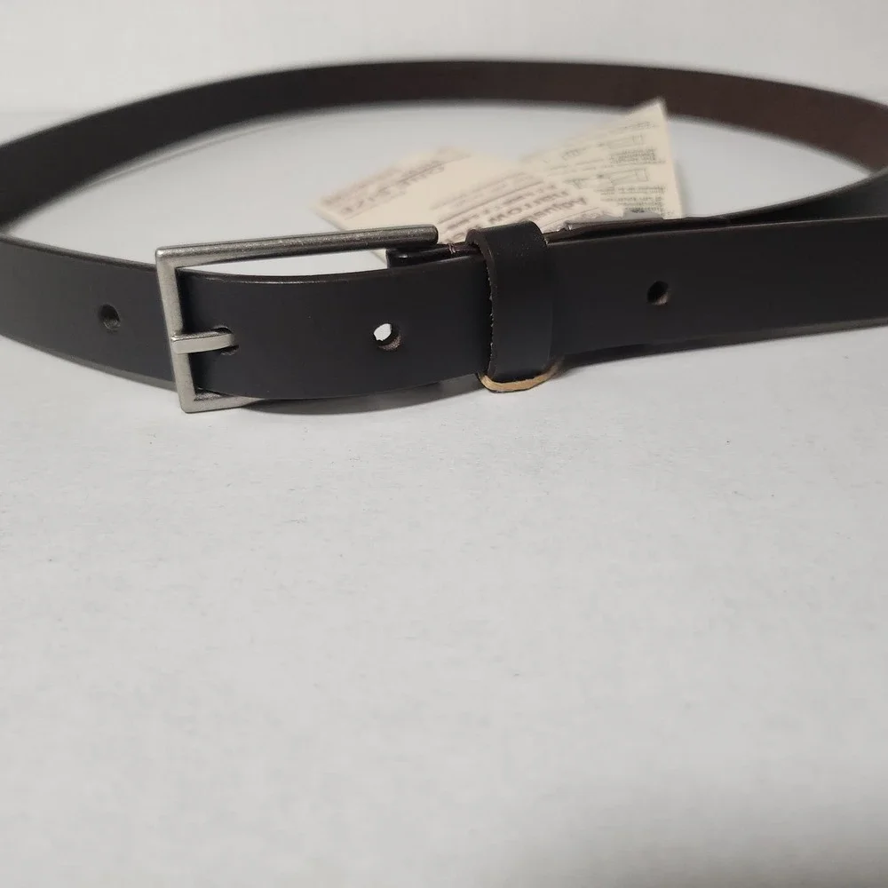 Vegetable Tanned Leather Narrow‎ Belt Adjustable One Size Dark Brown